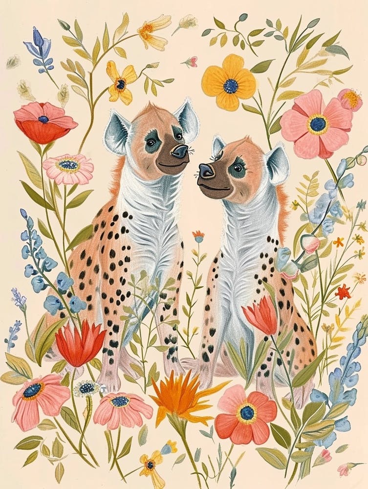 Dessin Animalier Floral Folk Hyène 3