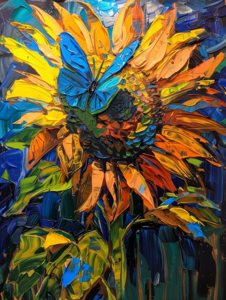 Sunflower With Butterfly
