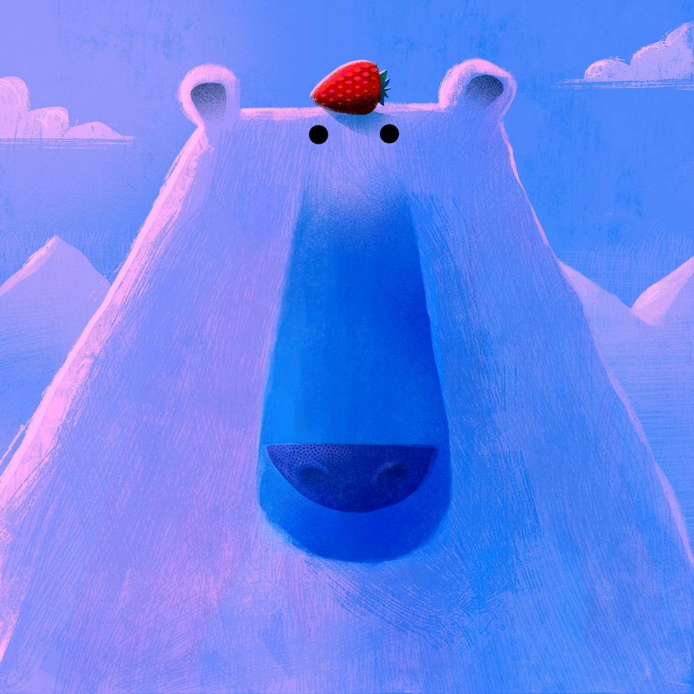 Polar Bear With Pesky Strawberry Square