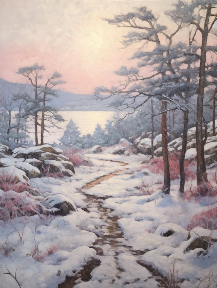 Dreamy Winter Painting Acadia National Park United States 3