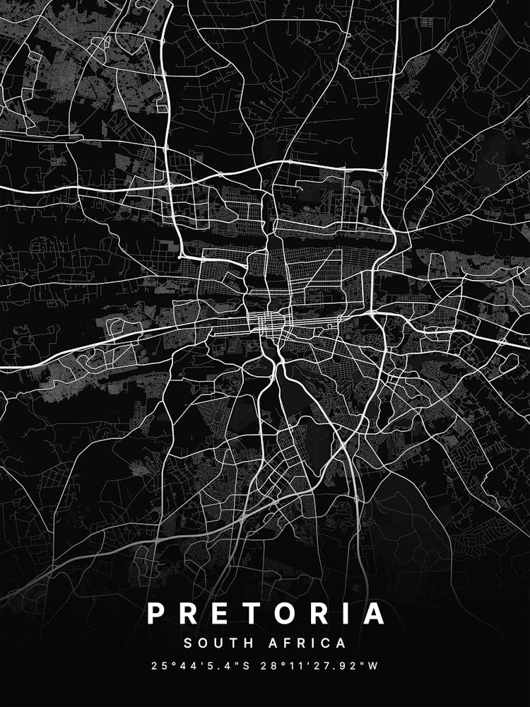 Pretoria Südafrika Schwarze Karte