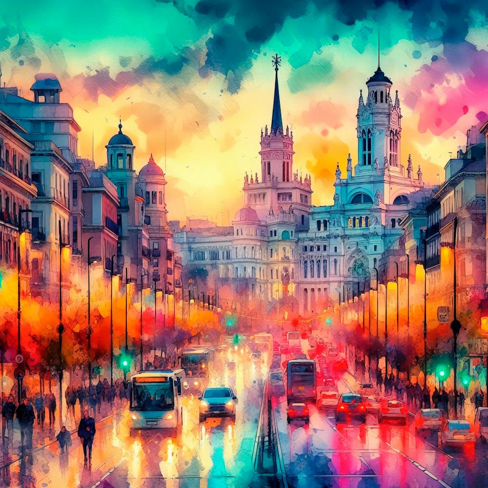 Madrid Cityscape Watercolor Painting 1