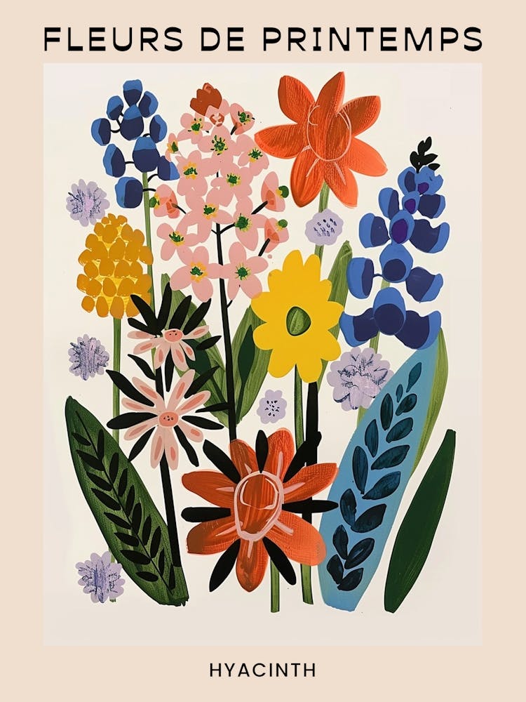 Affiche Florale Française de Printemps Jacinthe 1