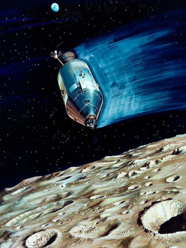 Rendered Image Of A Small Lunar Subsatellite Being Ejected Into Lunar Orbit From The Apollo 15 Service Module