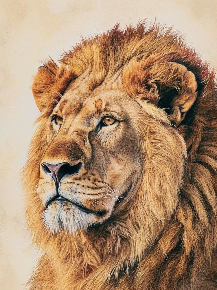Barbary Lion Portrait Close Up Illustration 1