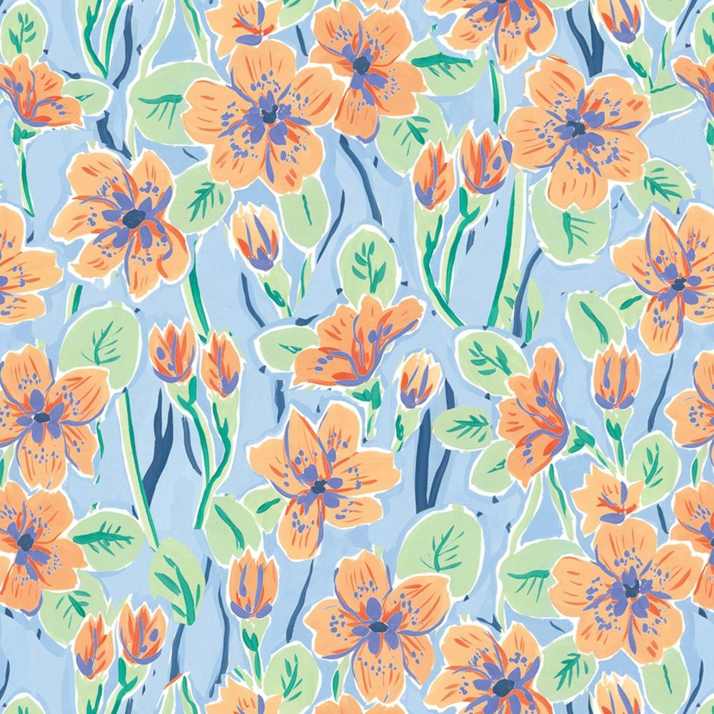 Strawberry Flower Print Square