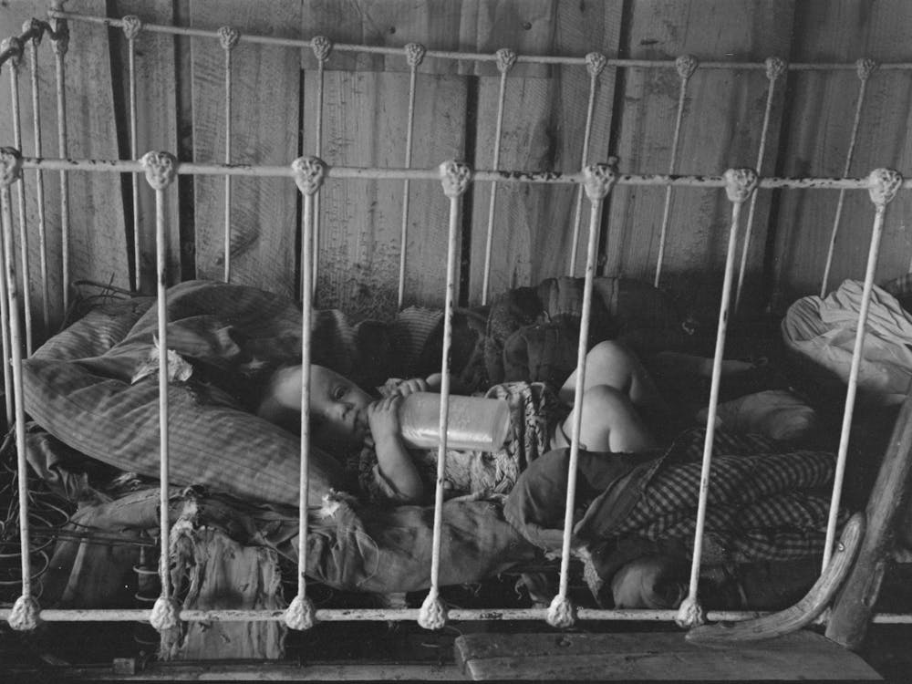 Baby In Crib, Earl Pauley S Home Near Smithland Iowa By Russell Lee