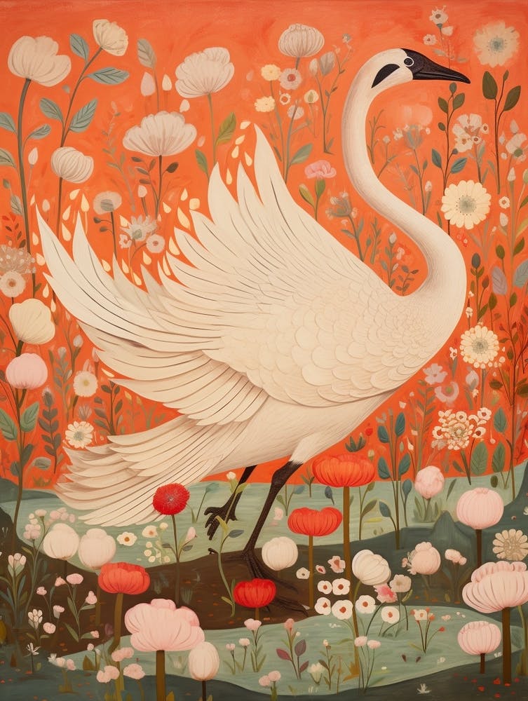 Swan 4 Detailed Bird Painting