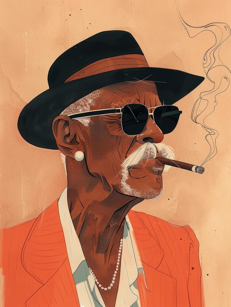 Old Man Smoking A Cigar