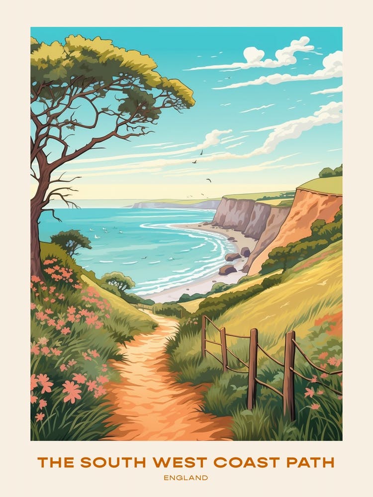 The South West Coast Path England 3 Hike Poster