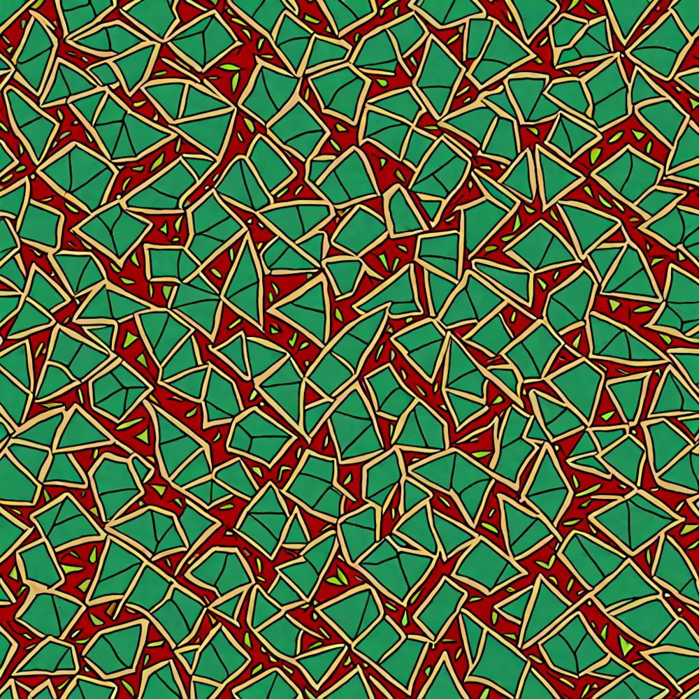 A Tile Pattern Featuring Abstract Geometric Shapes, Rustic Green And Red Colors, Flat Art, 196