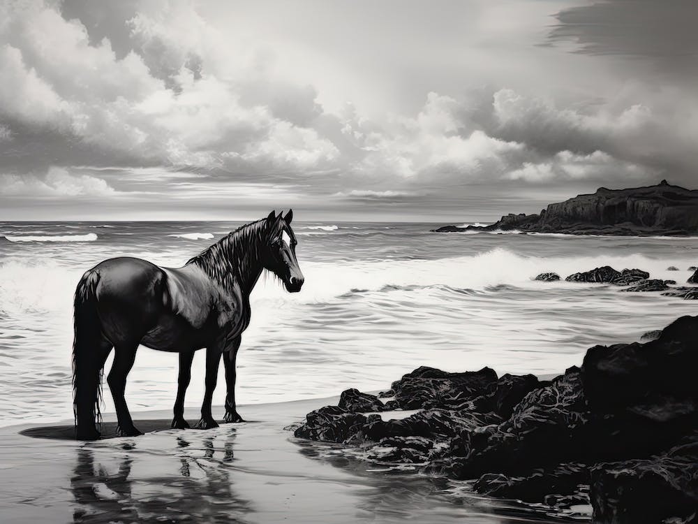 A Horse Oil Painting In Kaanapali Beach Hawaii, Usa, Landscape 4