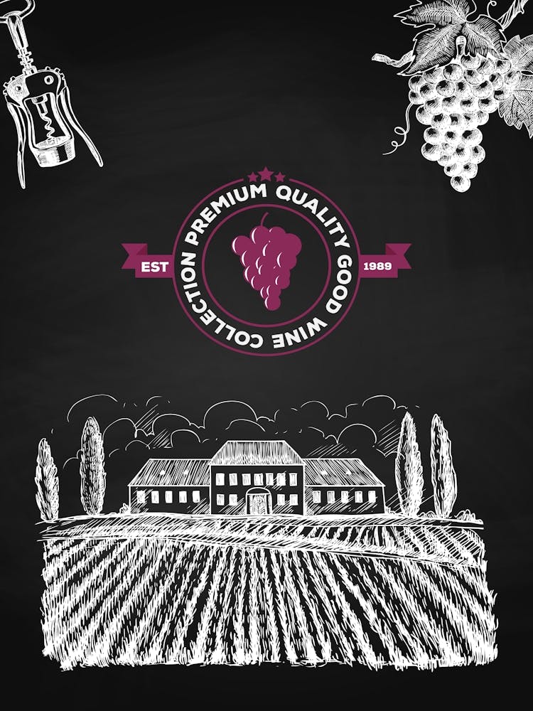 Chalkboard Winery — wine poster, kitchen poster, wine print