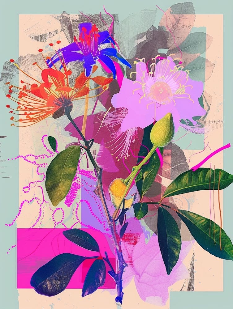 Bergamot 4 Neon Flower Collage