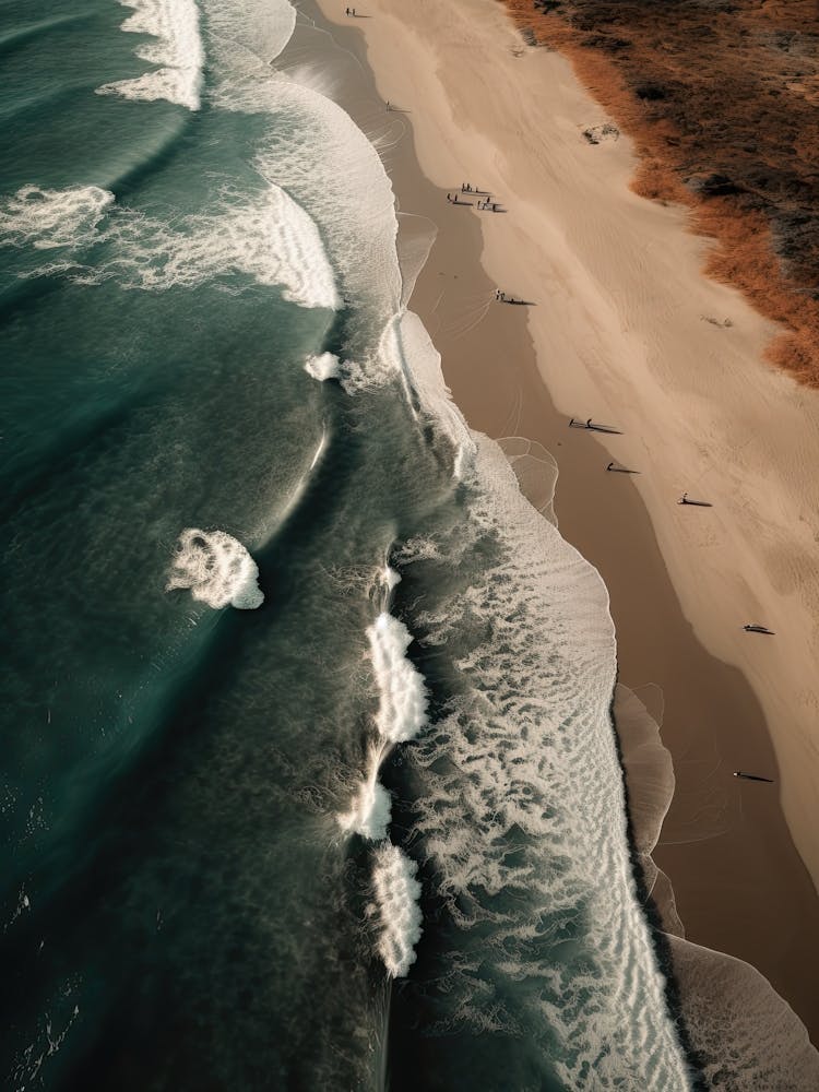 Aerial View Of A Beach In Warm Tones 5