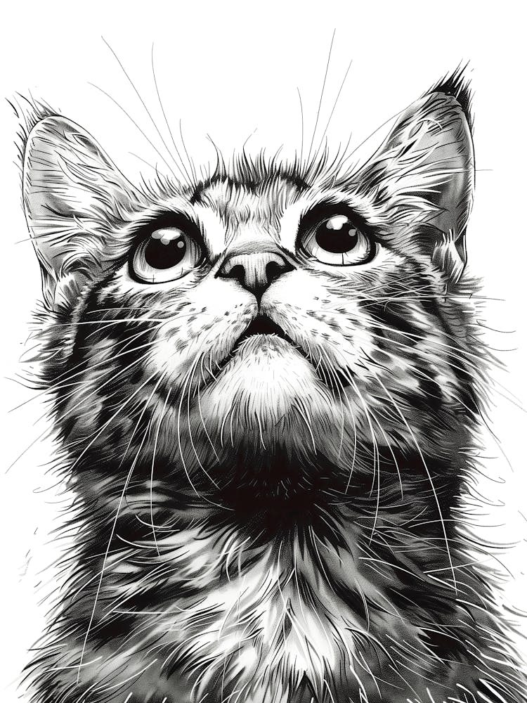 Black And White Cat Drawing