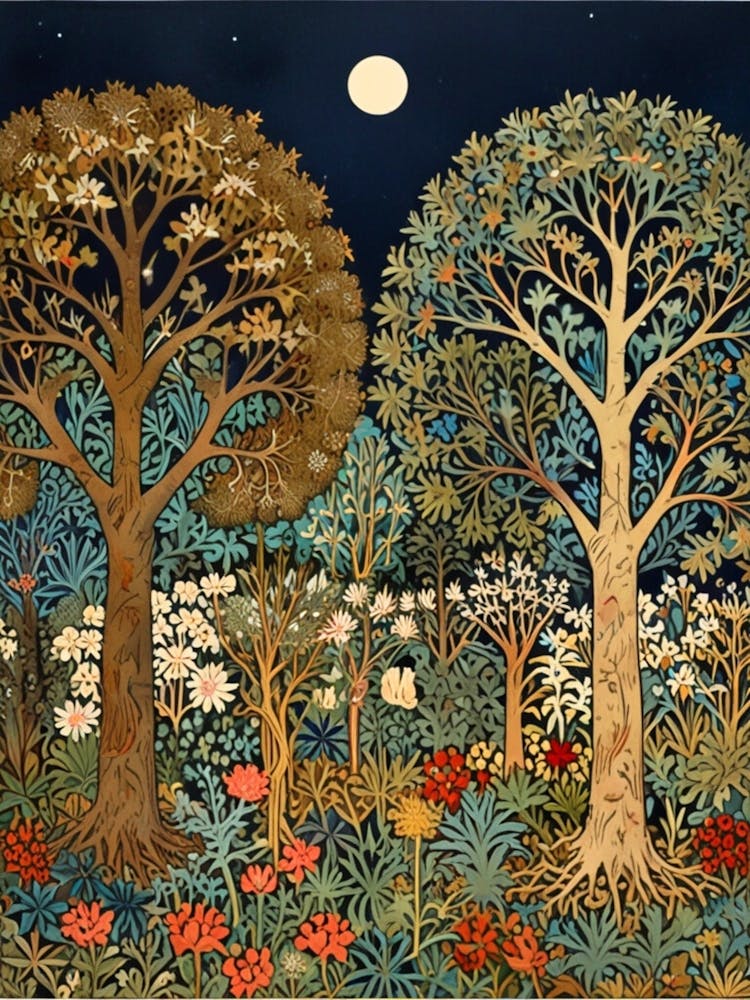 'William Morris Trees At Night'