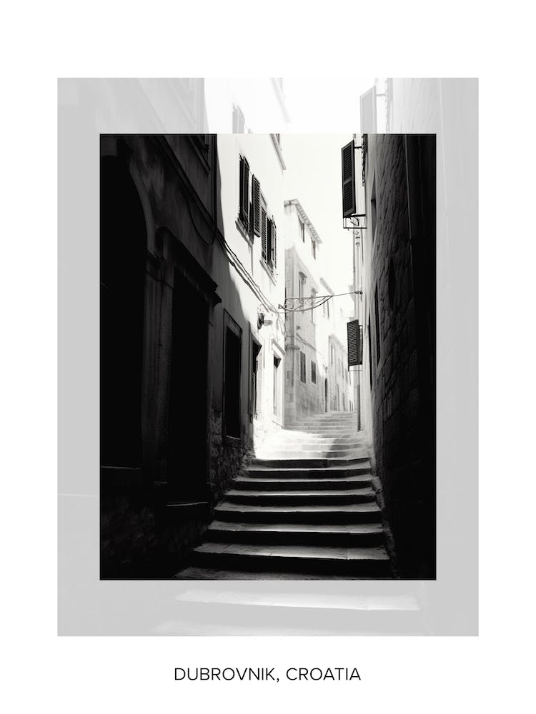 Poster Of Dubrovnik, Croatia, Black And White Old Photo 3