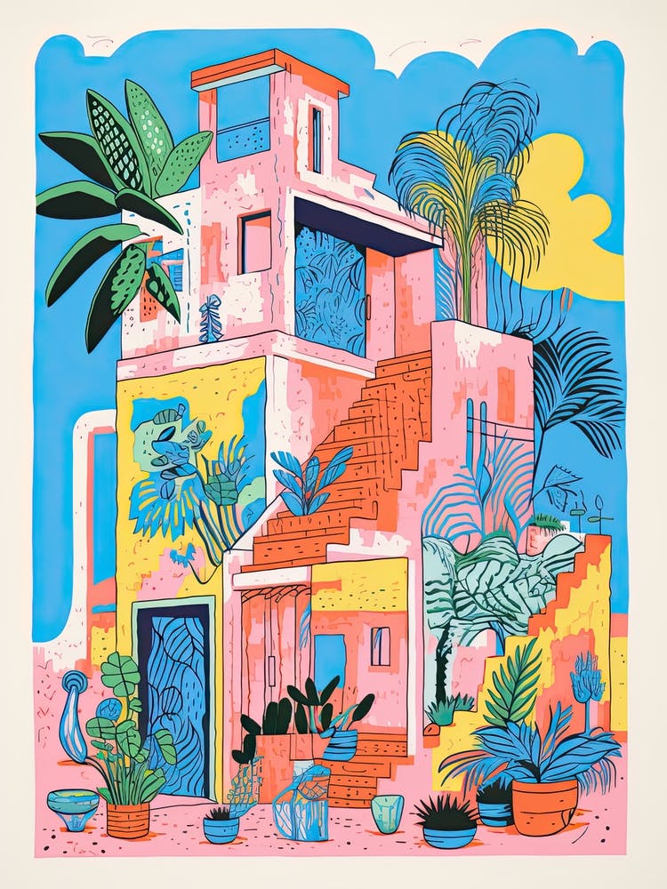 A House In Dubai, Abstract Risograph Style 4