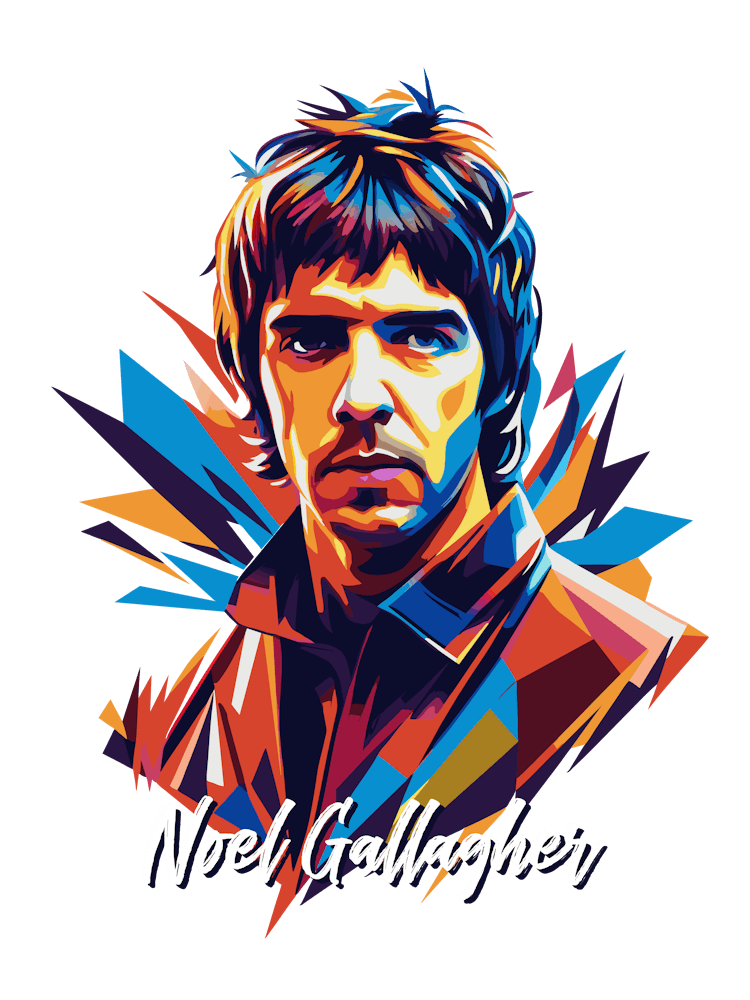 Oasis Noel Gallagher 04 Portrait Music Icon Style WPAP Pop Art