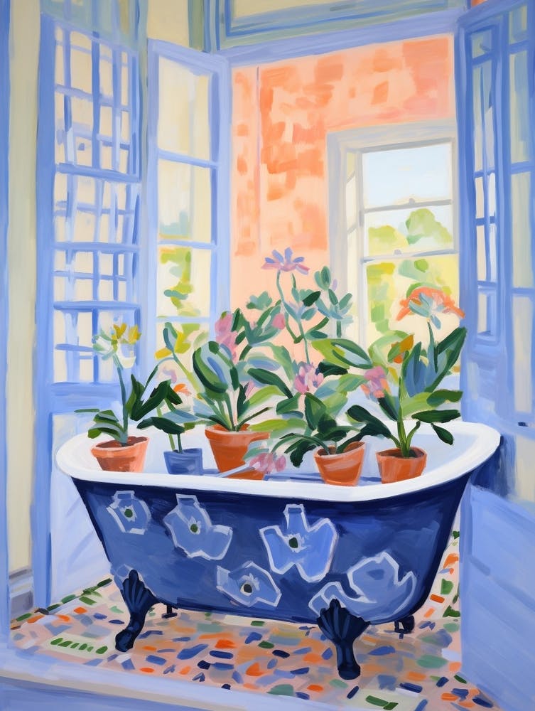 A Bathtube Full Of Bleeding Heart In A Bathroom 1