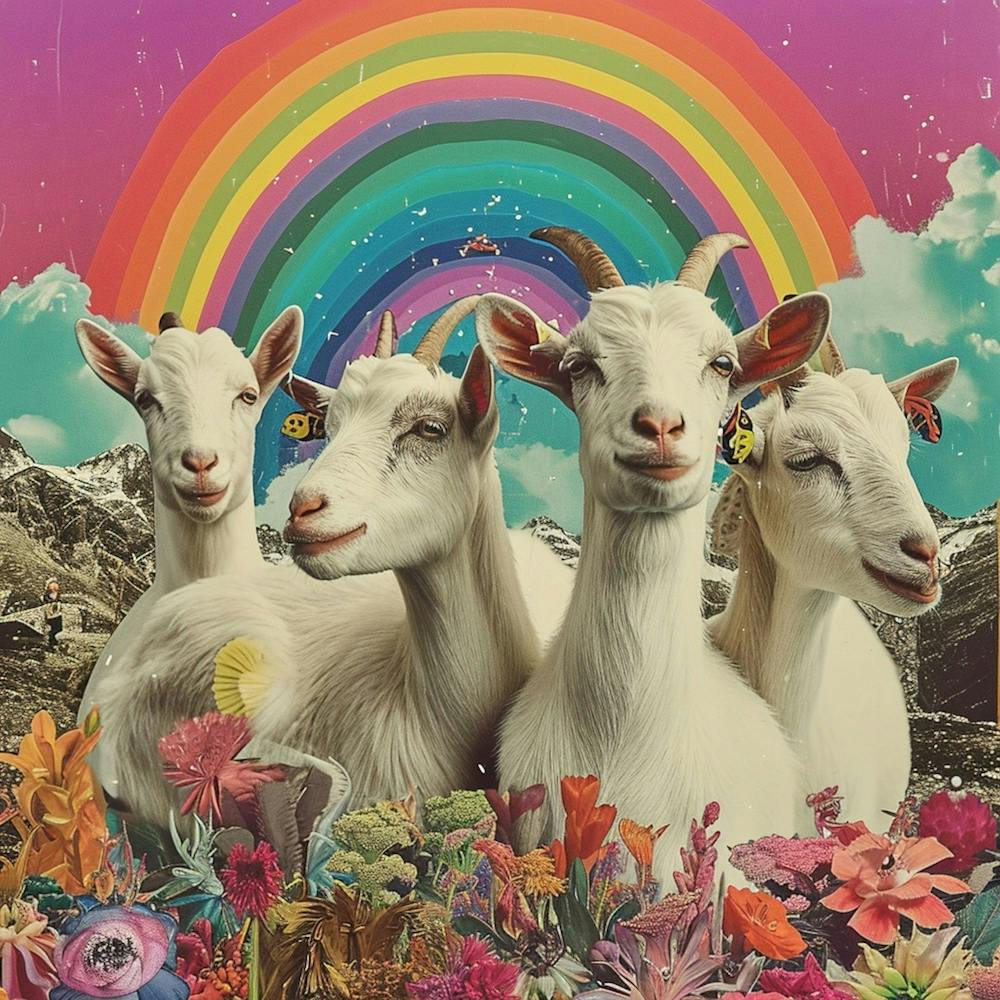 Retro Rainbow Magical Goats Art Print by Bubblegum Kitsch – Fy!