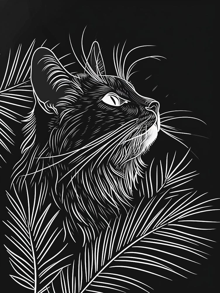 Maine Coon Cat Minimalist Illustration 4