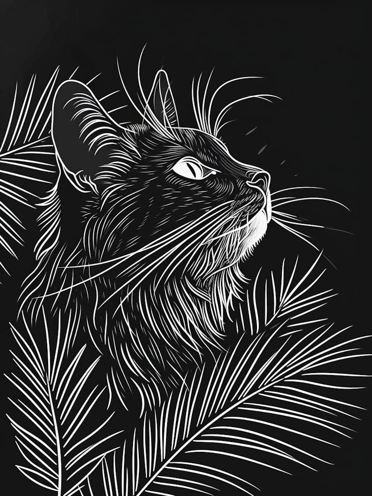 Maine Coon Cat Minimalist Illustration 4