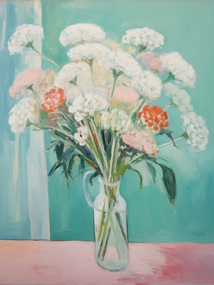 A Vase With Queen Anne S Lace, Flower Bouquet 1