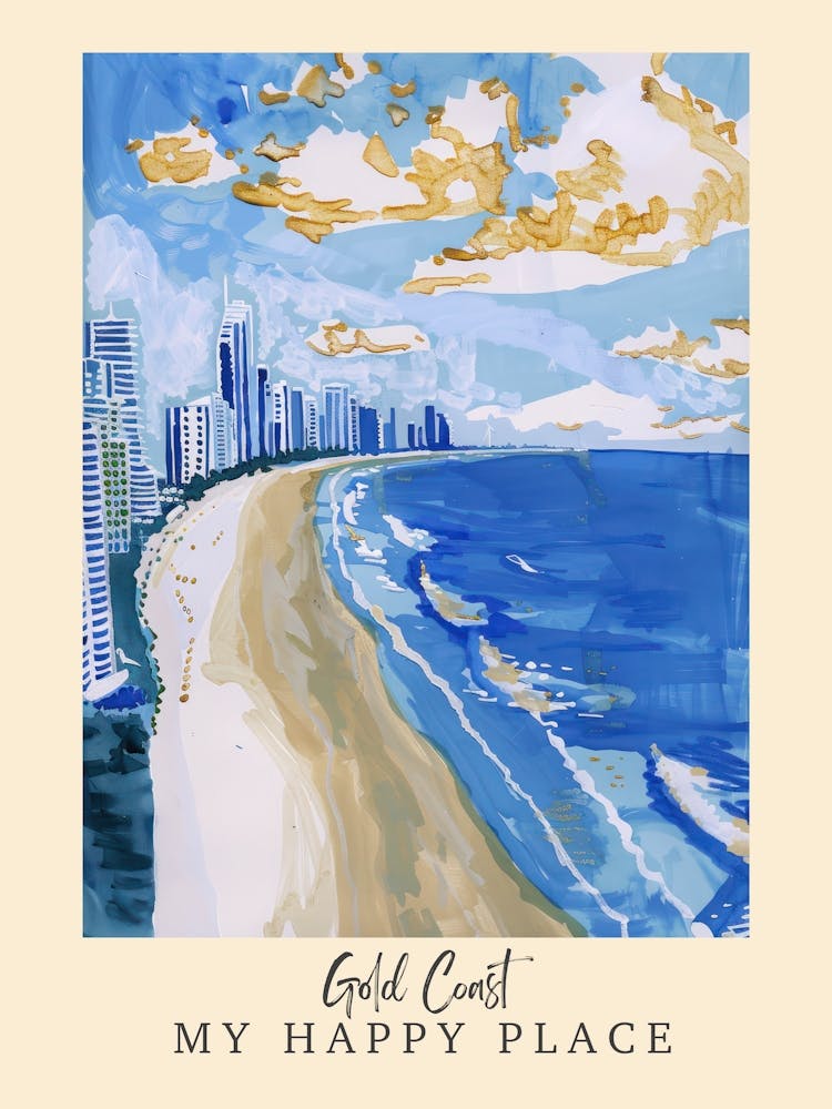 Mon endroit heureux Gold Coast 3 Affiche de voyage