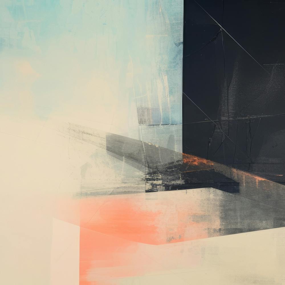 Geometric Forms Abstract In Black Pink Muted 1