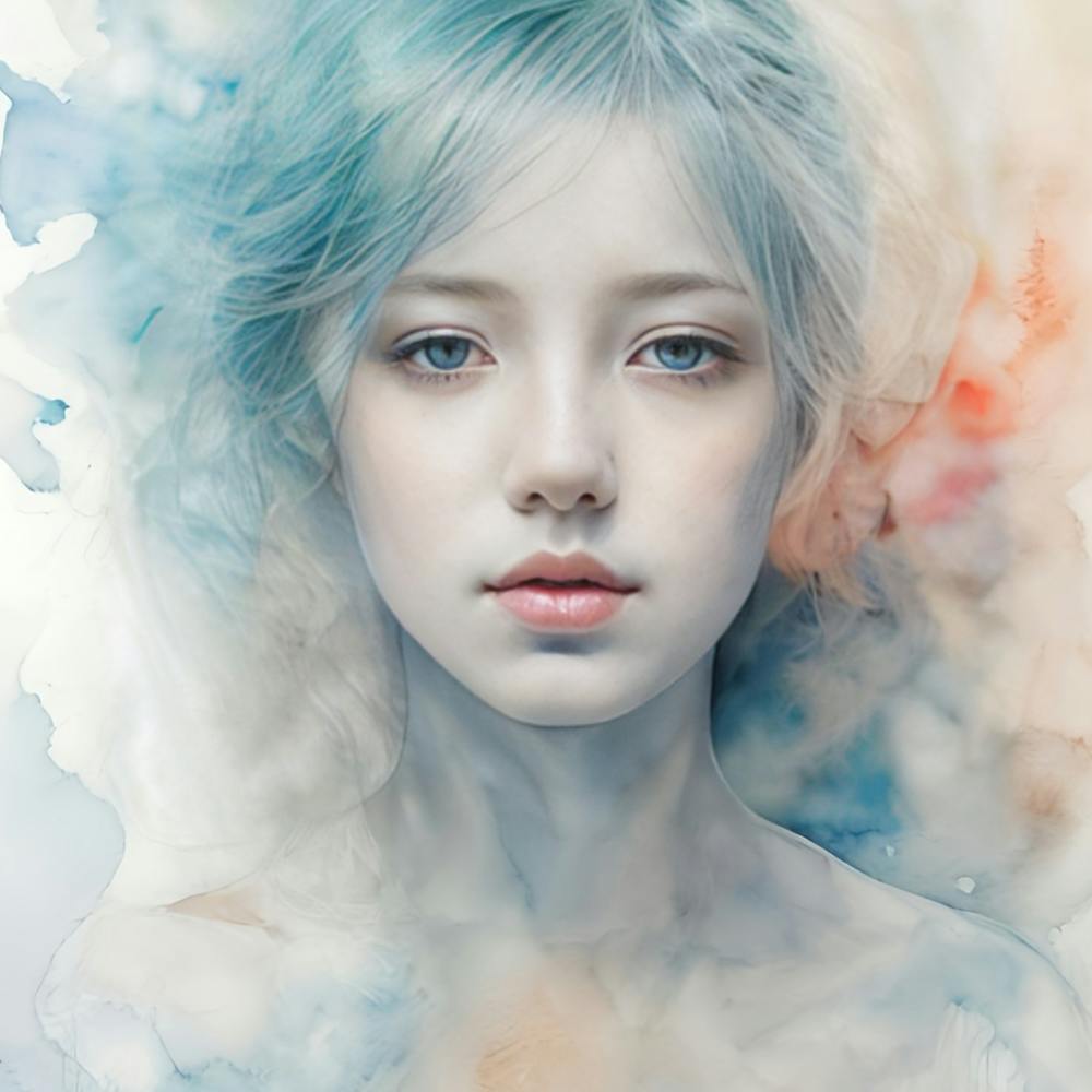 Mädchen mit blauen Haaren