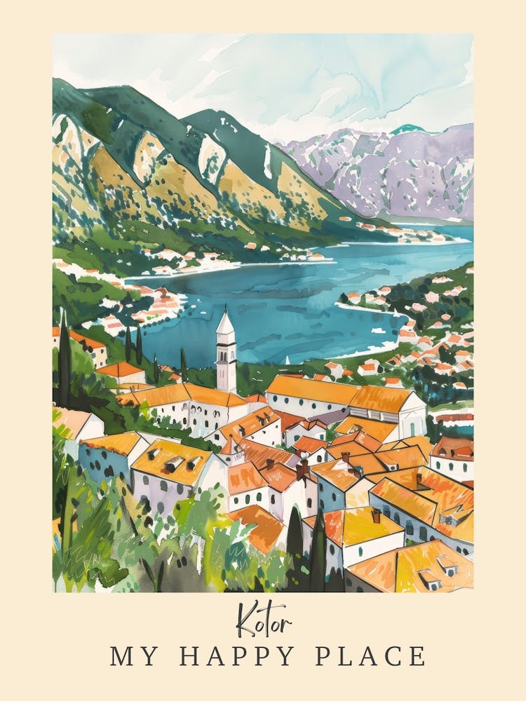 My Happy Place Kotor 4 Travel Poster