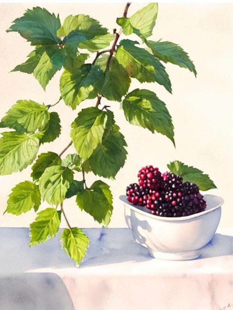 Black Raspberry Italian Watercolour fruit