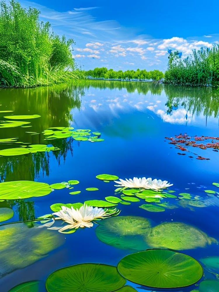 Pond With Lily Pads Water Waterscape Photography 2