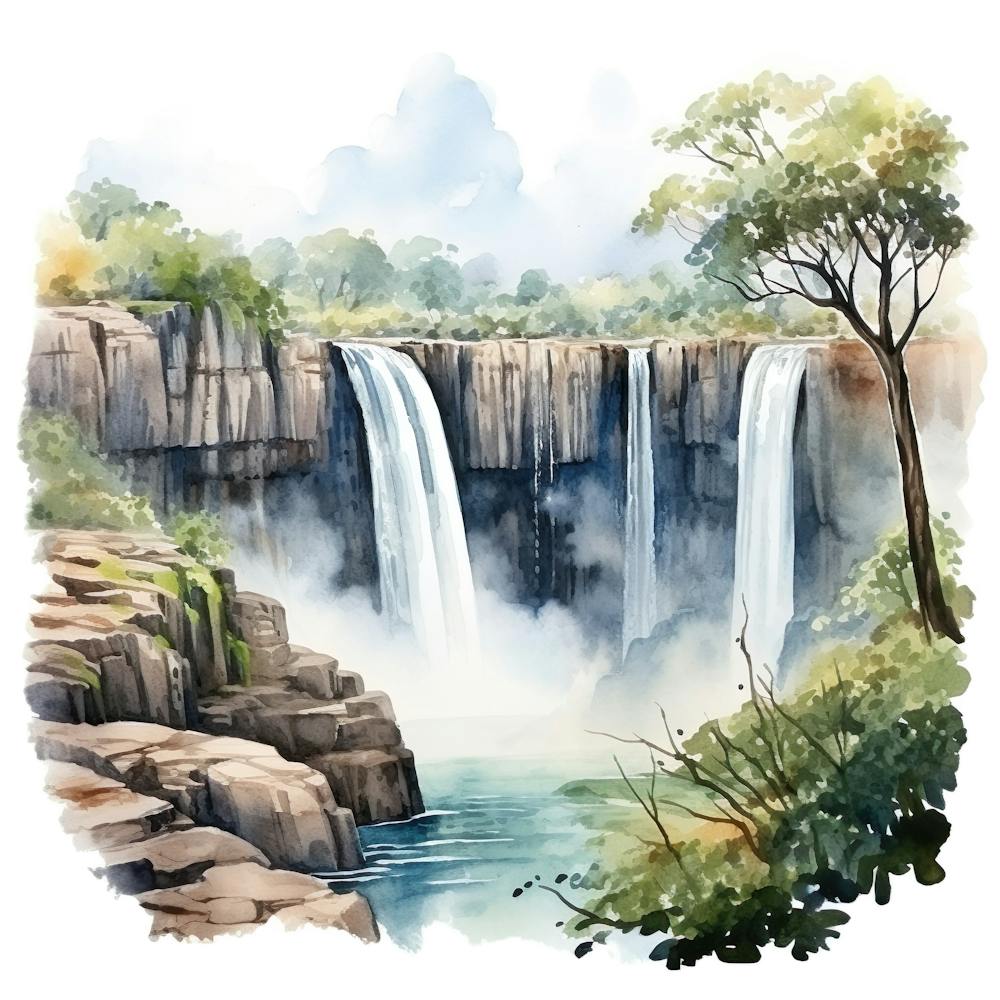 Watercolor Waterfall 4