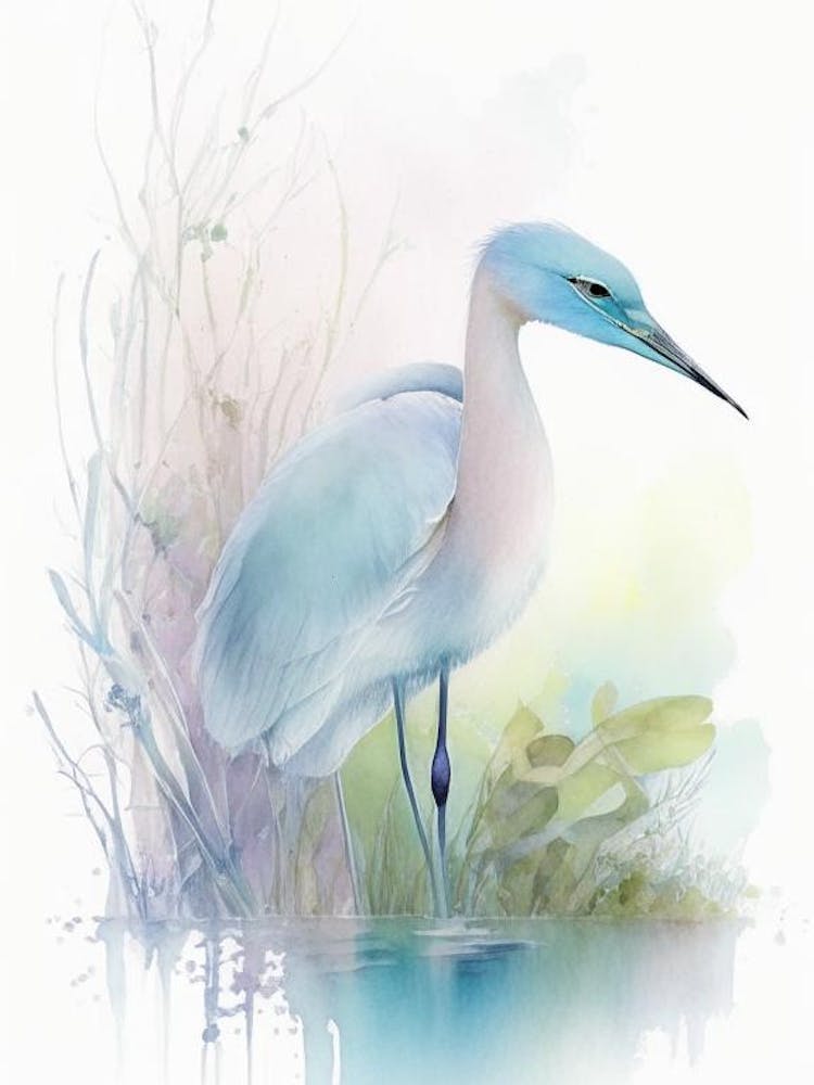 Little Blue Heron Gouache 1