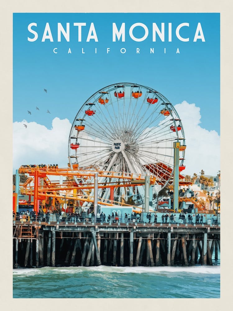 Santa Monica California Travel Poster