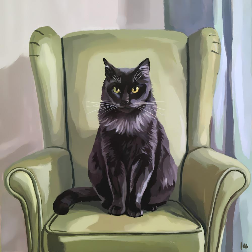 Black Cat On Chair