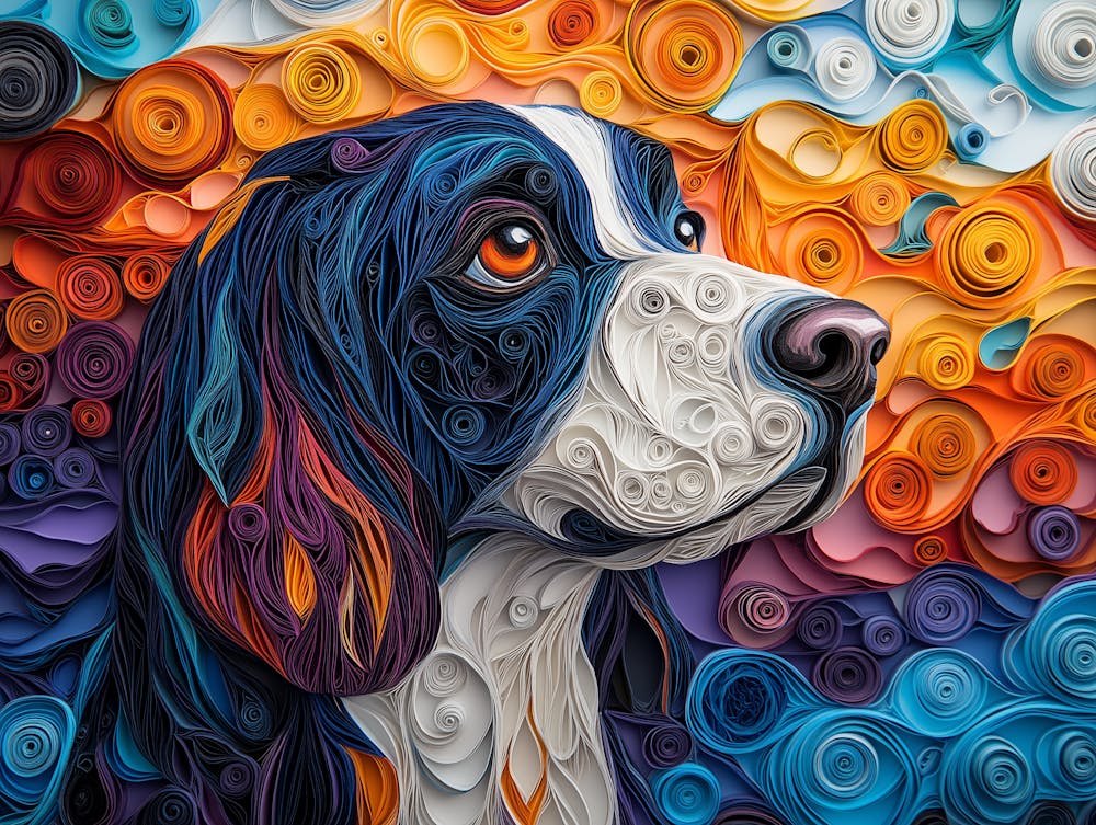 German Long Haired Pointer Paper Quilling Dog Portrait