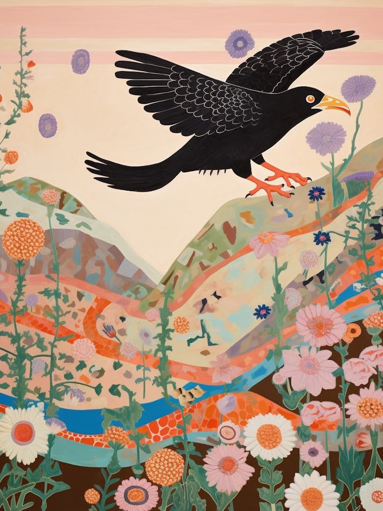 Maximalist Bird Painting Raven 2