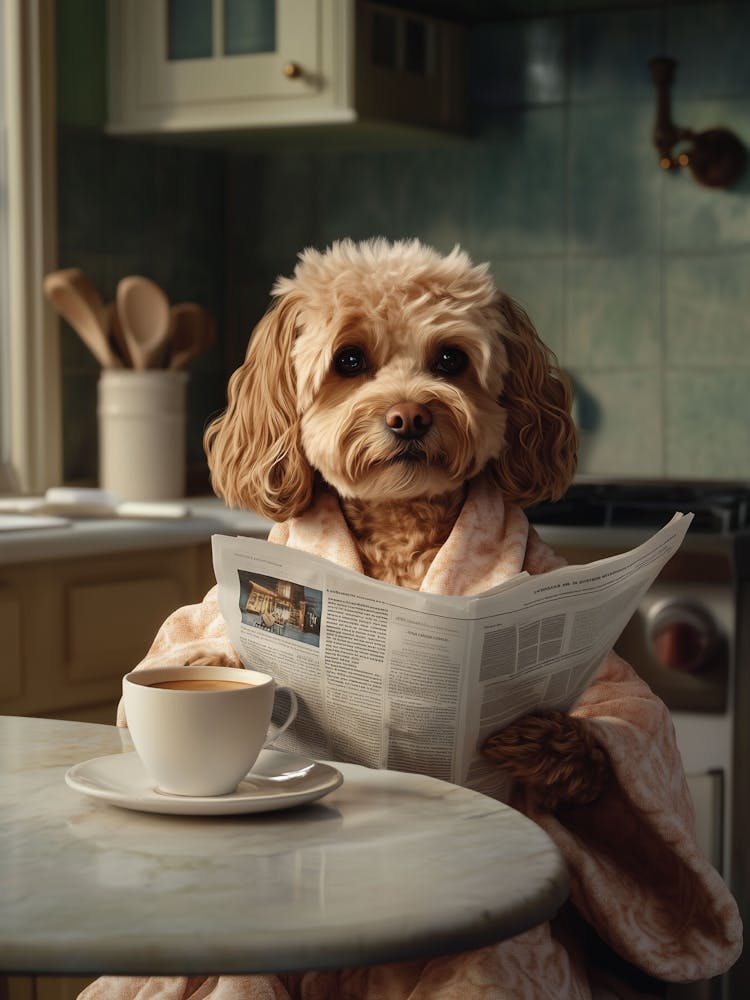 Cavapoo Reading The Morning Papers