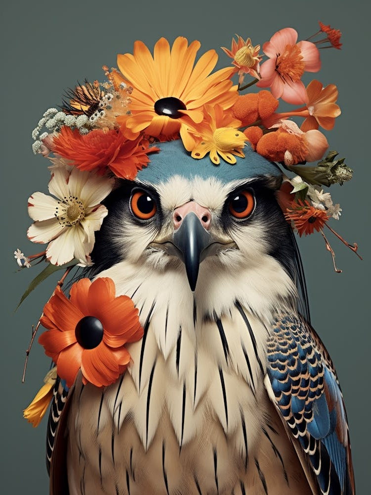 Bird With A Flower Crown American Kestrel 1