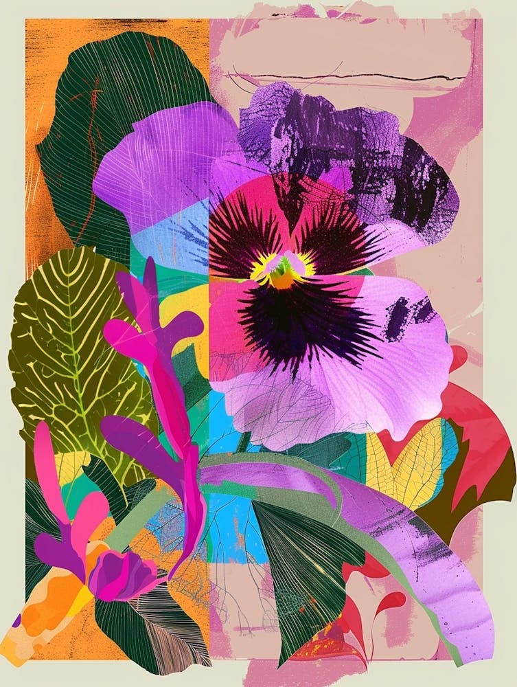 Pansy 3 Neon Flower Collage