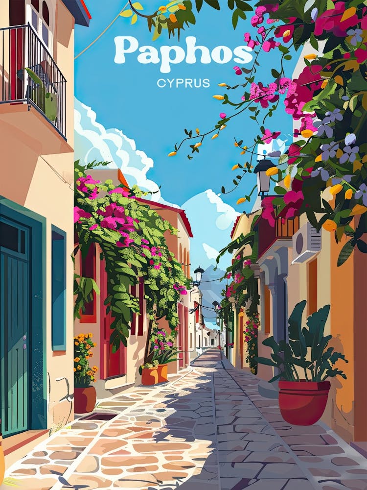 Paphos Cyprus Summer Travel Art