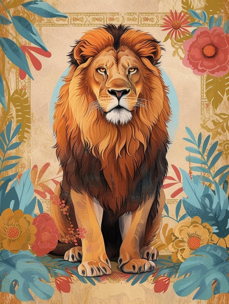 Barbary Lion Panthera Symbolic Imagery Illustration 2