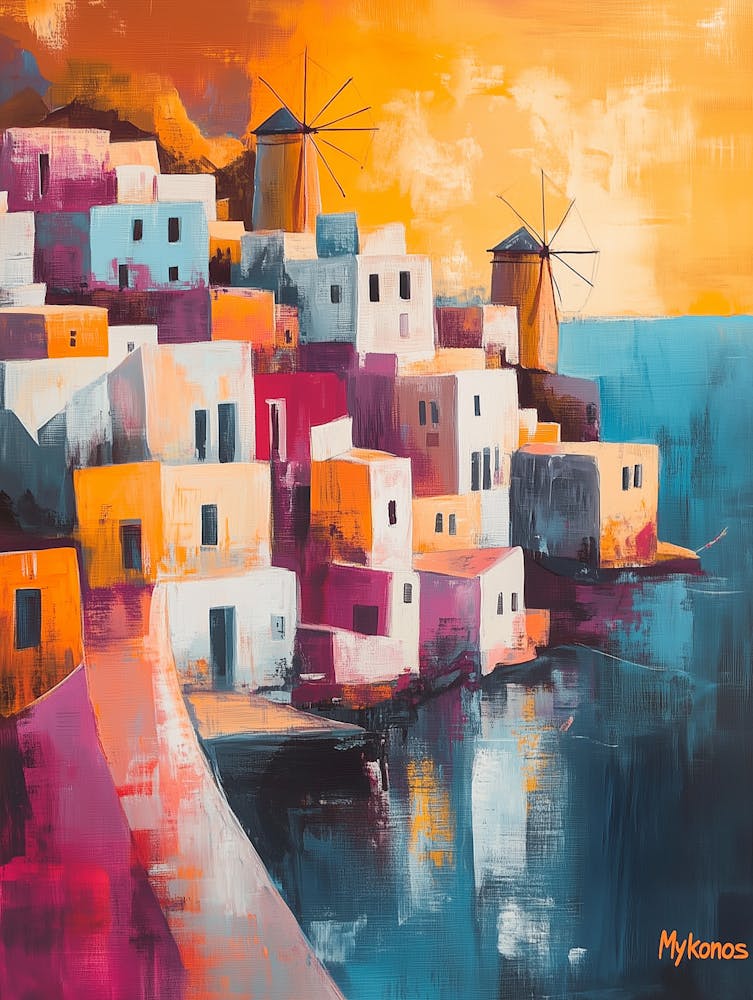 Mykonos Modern style poster