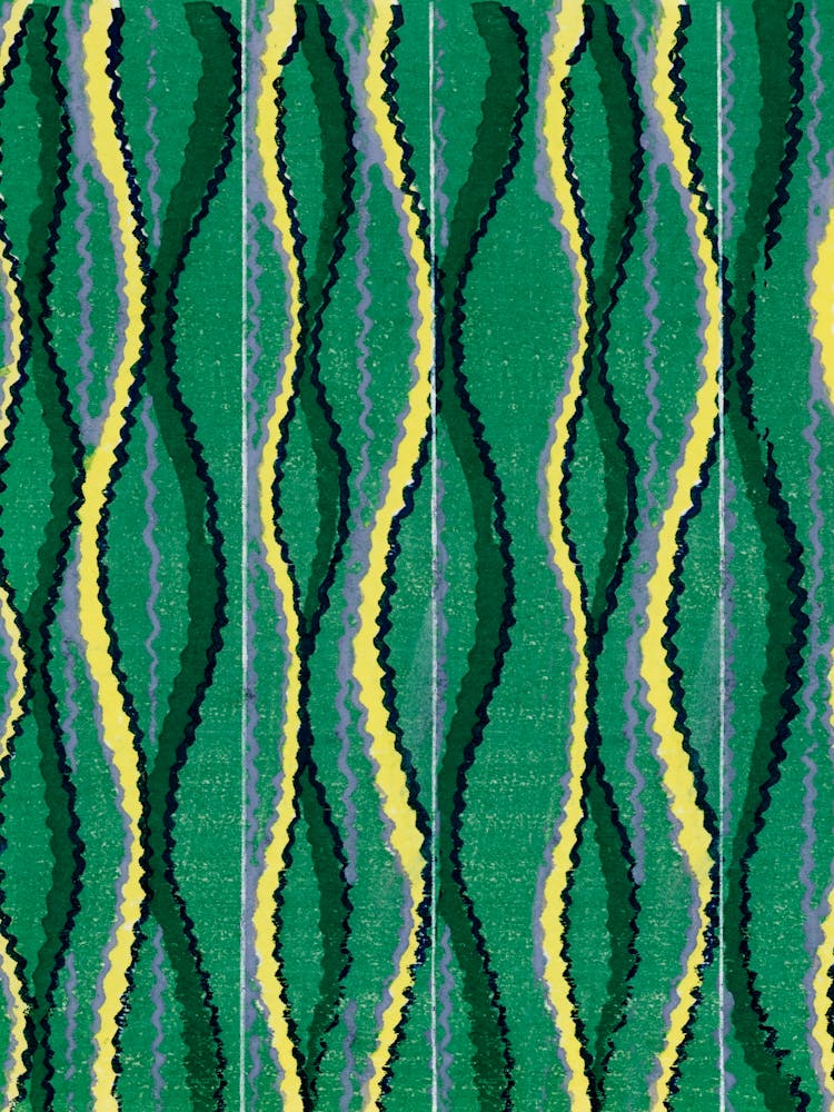 Vintage Ukiyo-e Woodblock Print Of Japanese Textile, Shima Shima, Furuya Korin (268)