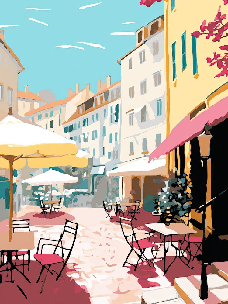 Nice, France, Flat Pastels Tones Illustration 4