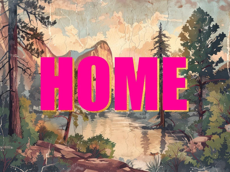 Pink And Gold Home Poster Vintage Woods Illustration 1